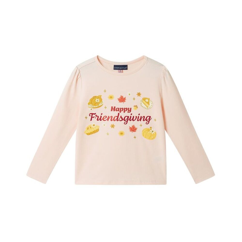 Andy & Evan Girls  Friendsgiving T-Shirt, Pink